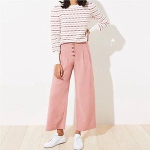 LOFT Wide Leg Pleated High Waist Ankle Pants